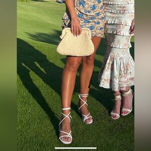 SHEIN faux leather knotted vamp block heels